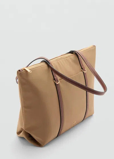 Mango Sac Cabas Anse Double Beige - Femme - Taille Unique -