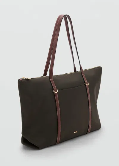 Mango Sac Cabas Anse Double Kaki - Femme - Taille Unique -  In Brown