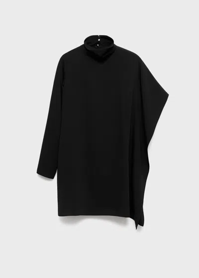 Mango Short Asymmetrical Sleeve Dress Black