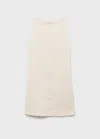 Mango Short Button-down Linen Blend Dress Ecru In Ecru