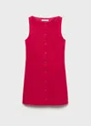 Mango Linen Mix Button Through Straight Fit Mini Dress In Strawberry