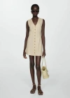 Mango Short Buttoned Dress Beige In Beige