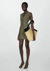 Mango Short Buttoned Dress Khaki