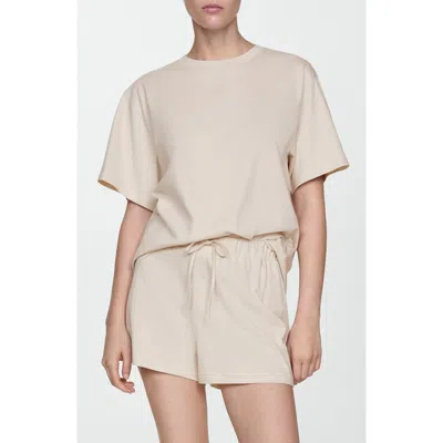 Mango Short Cotton Pajamas In Ecru