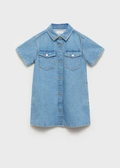 Mango Kids' Short Denim Dress Medium Blue