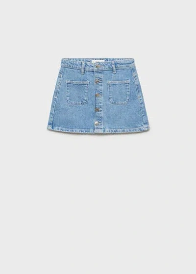 Mango Kids' Short Denim Skirt Medium Blue