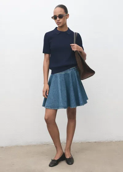 Mango Short Denim Skirt Medium Blue