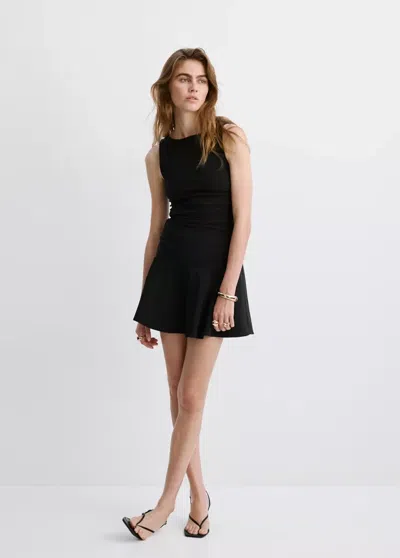 Mango Short Draped A-line Dress In Black