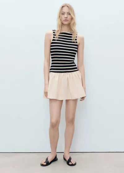 Mango Short Dress Combined Design Black