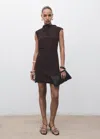 Mango Short Dress With Draped Collar Chocolate In Brown