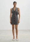 Mango Robe Courte Revers In Gris Chiné Moyen