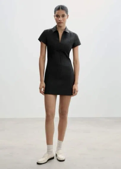 Mango Short Dress With Zip Black In Noir