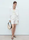 Mango Straight-fit Linen Shorts Off White