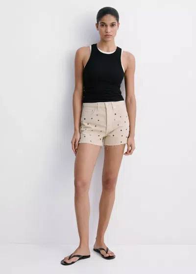 Mango Short En Jean À Clous In Brown