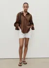 Mango Denim Shorts With Frayed Hem And Pleats White