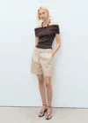 Mango Belted Linen Blend Shorts