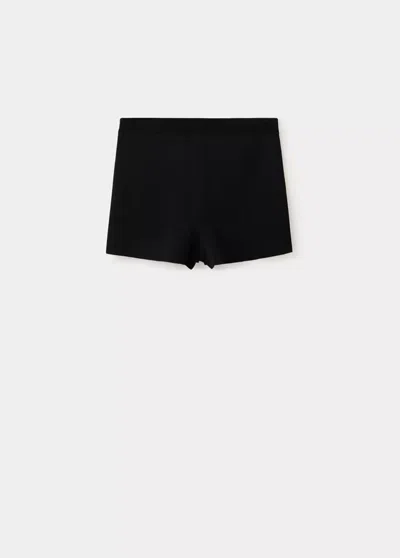 Mango Short En Maille Fine In Black
