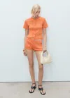 Mango Knitted Shorts With Pockets Orange In Orange