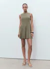 Mango Short Flared Dress Khaki
