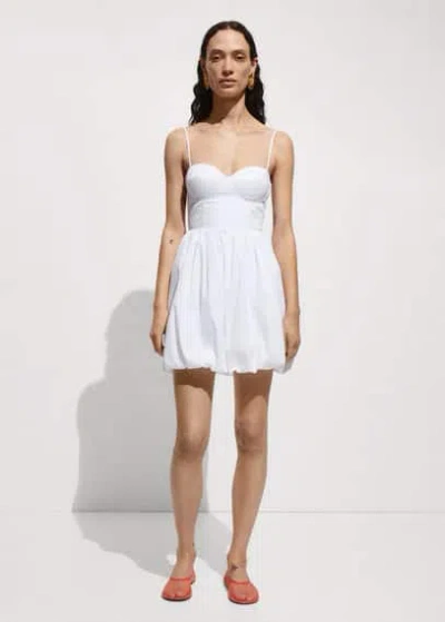 Mango Short Flared Dress White