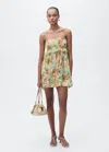 Mango Short Floral Dress With Ruffle Detail Ecru In Ecru