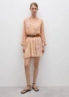 Mango Short Floral-print Dress Ecru In Écru