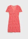 Mango Robe Courte Texture Fleurs Corail - Femme - S -