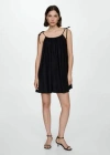 Mango Short Flowy Dress Black