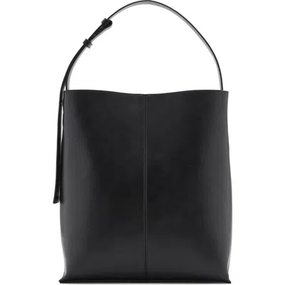 Mango Short Handle Faux Leather Shopper In Black