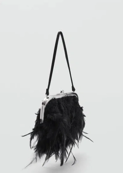 Mango Short-handle Feather Bag Black
