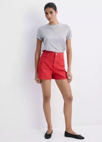 Mango Short Jean Taille Haute In Red