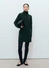 Mango Short Knitted Turtleneck Dress Dark Green In Green