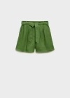 Mango - Short Lin Ceinture Vert - Xl - Femme In Green