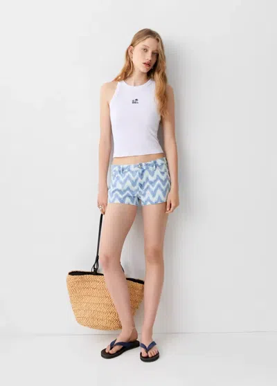 Mango Short Micro Taille Basse In Blue