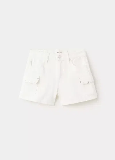 Mango Kids' Studded Shorts With Pocket In White