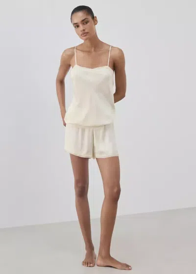 Mango Short Pyjama Satiné En Dentelle In White