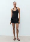 Mango Ruffle Hem Halter Minidress In Black
