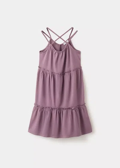 Mango Kids' Short Ruffled Dress In Purple