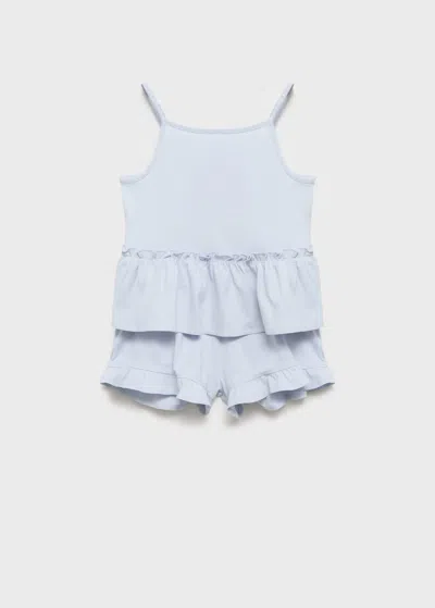 Mango Kids' Short Ruffled Pyjamas Sky Blue
