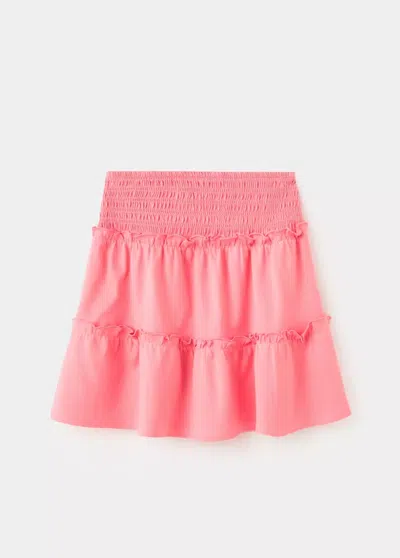 Mango Kids' Short Ruffled Skirt In Coral Red