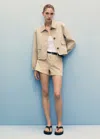 Mango High Waist Shorts With Pockets Sand In Sand