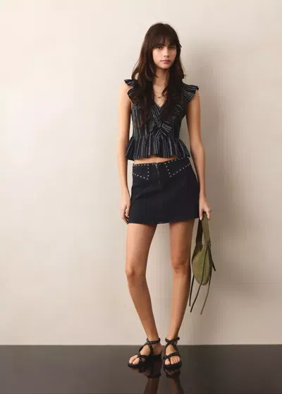Mango Short Skirt With Studs In Black