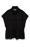 Mango Short Sleeve Adjustable Waist Jacket In Black