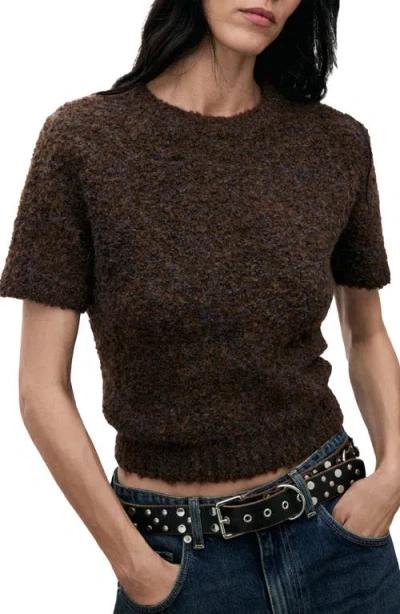 Mango Women's Boucle Short-sleeved Sweater In Brown