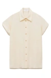 Mango Short Sleeve Button-up Shirt In Ecru