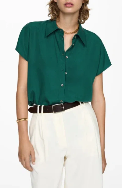 Mango Short Sleeve Button-up Shirt In Green