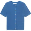Mango Short Sleeve Cardigan In Blue