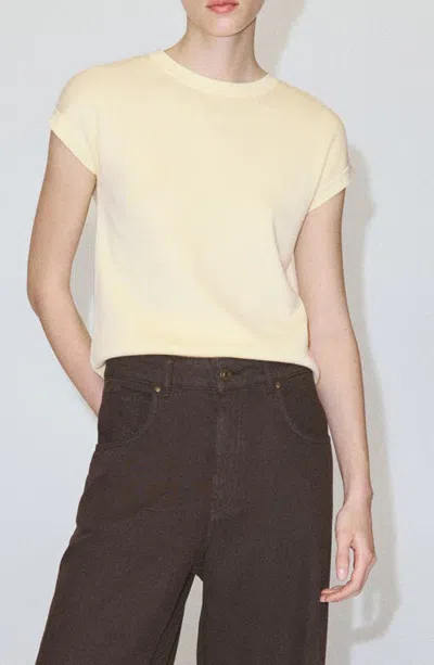 Mango Short Sleeve Cotton Blend Sweater In Yellow