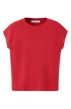 Mango Pull-over Maille Fine Manches Courtes In Red