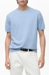 Mango Short Sleeve Cotton Crewneck Sweater In Blue